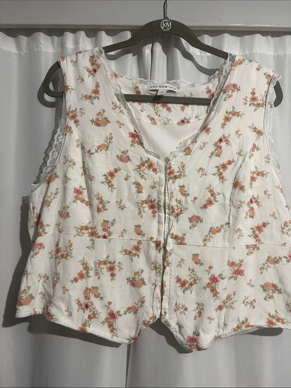 And Now This White Floral Lace-Trim Camisole